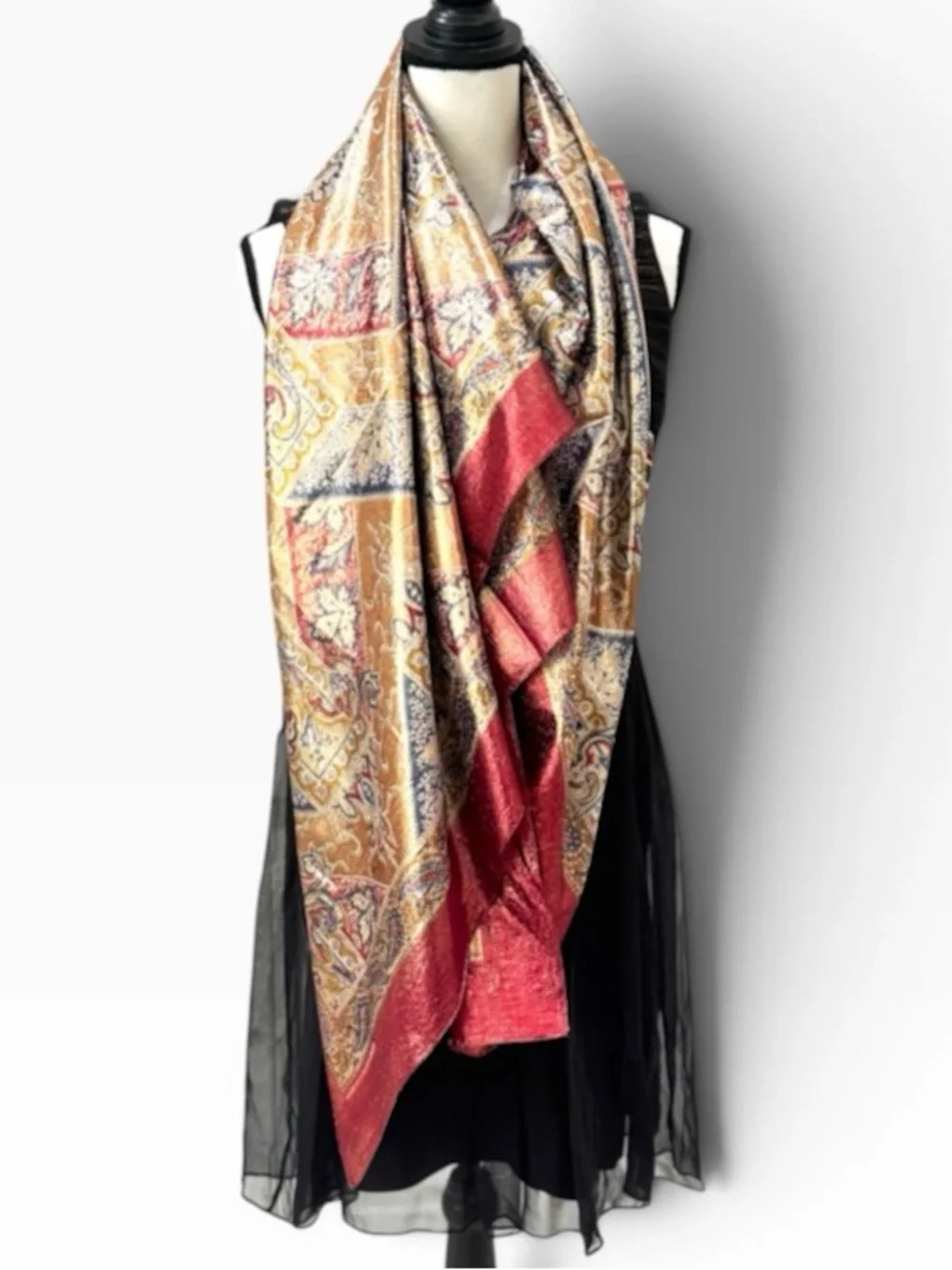 Extra Large Metallic Wrap Shall Scarf 55x52